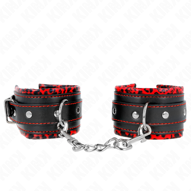 KINK - MUÑEQUERAS FORRADAS ROJO / NEGRO AJUSTABLE 17-29 CM X 6 CM - Imagen 2