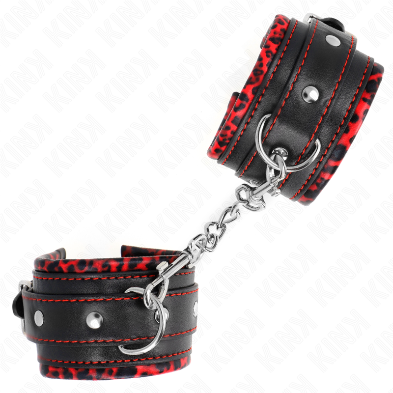 KINK - MUÑEQUERAS FORRADAS ROJO / NEGRO AJUSTABLE 17-29 CM X 6 CM - Imagen 3