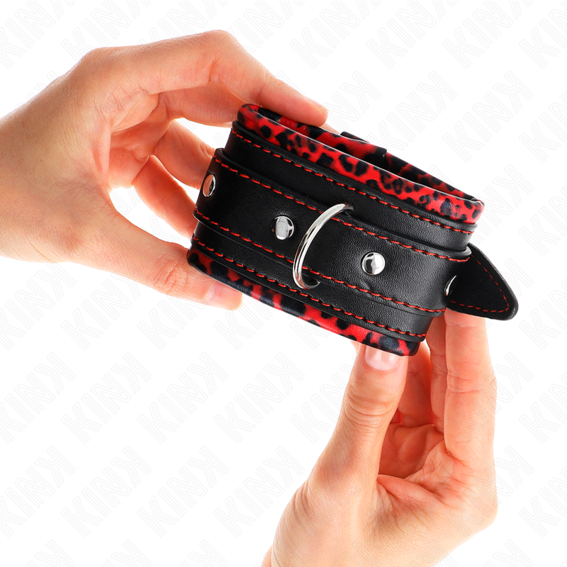 KINK - MUÑEQUERAS FORRADAS ROJO / NEGRO AJUSTABLE 17-29 CM X 6 CM - Imagen 4