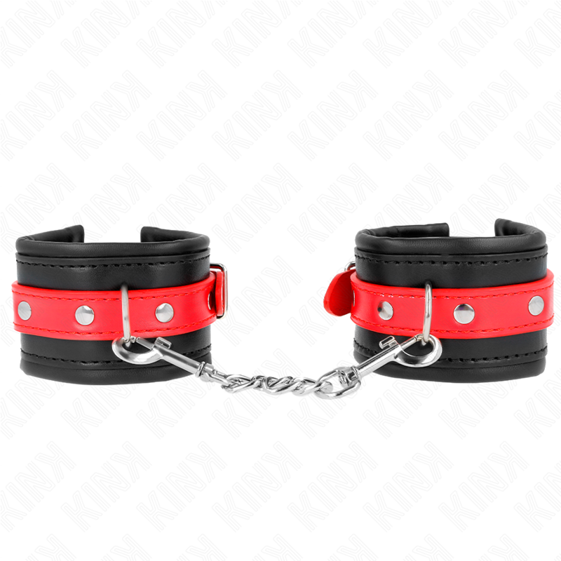 KINK - MUÑEQUERAS NEGRO CON CORREA ROJO AJUSTABLE 17-28 CM X 6 CM - Imagen 2