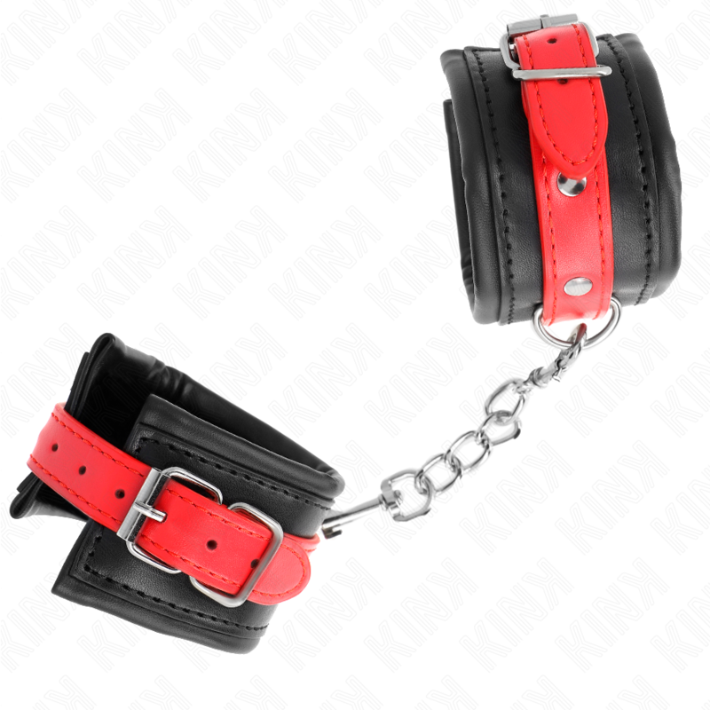 KINK - MUÑEQUERAS NEGRO CON CORREA ROJO AJUSTABLE 17-28 CM X 6 CM - Imagen 3