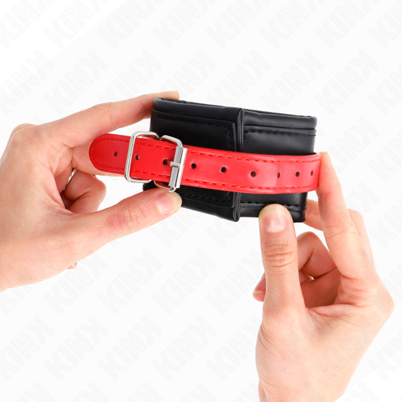 KINK - MUÑEQUERAS NEGRO CON CORREA ROJO AJUSTABLE 17-28 CM X 6 CM - Imagen 4