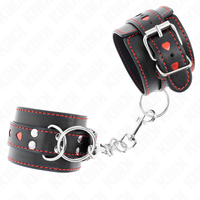 KINK - PULSO PRETO COM INSERÇÃO DE CORAÇÃO VERMELHO AJUSTÁVEL 21-28 CM X 5,5 CM - Image 3