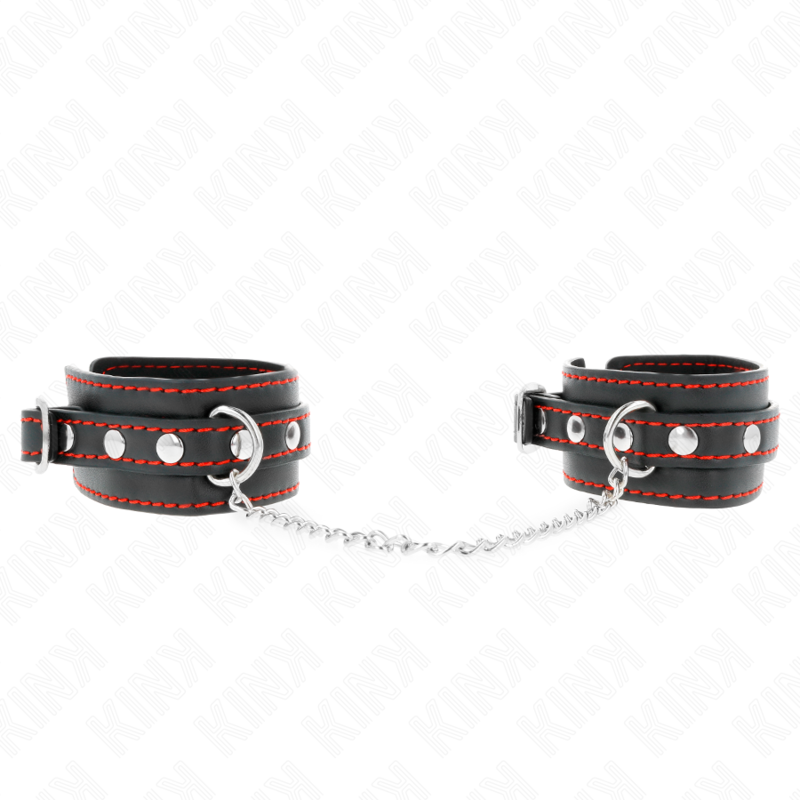 KINK - MUÑEQUERAS PEQUEÑA NEGRO CON DETALLES EN ROJO AJUSTABLE 14-24 CM X 3.5 CM - Imagen 4