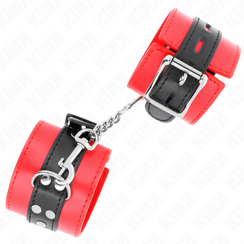 KINK - MUÑEQUERAS ROJO CON CORREA NEGRO AJUSTABLE 17-28 CM X 6 CM - Imagen 3