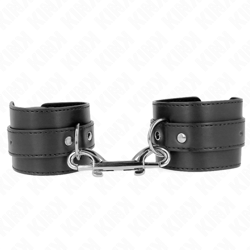 KINK - HANDGELENKFESSELN - EINZELNE NIETENREIHE UND GROSSE SCHNALLE SCHWARZ VERSTELLBAR 17-28 CM X 5 CM – Bild 2