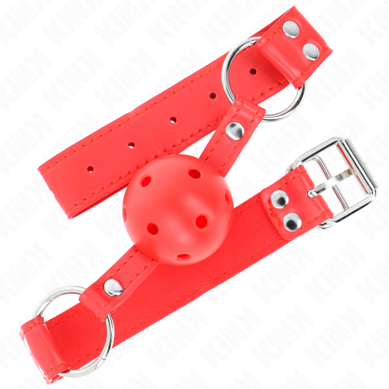 KINK - BALL GAG COMPLETO ROSSO CAVO DURO 62 x 2 CM - immagine 2