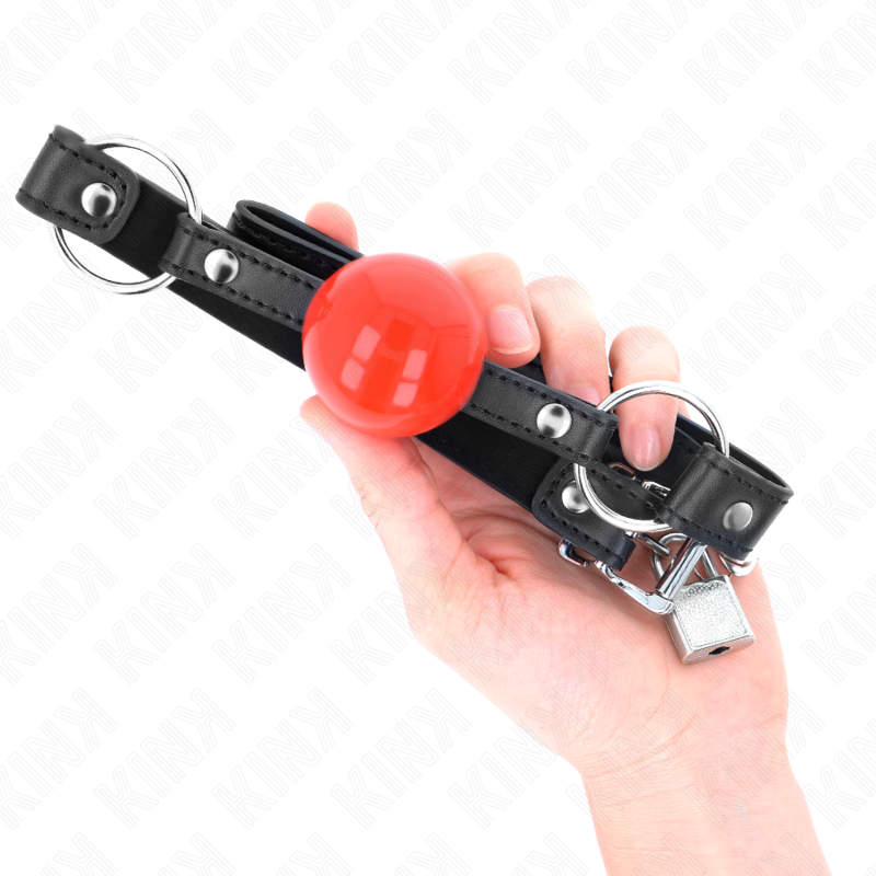 KINK - BALL 4 CM KNEBEL MIT SCHLOSS ROTER BALL SCHWARZER GURT 60 x 2 CM – Bild 4
