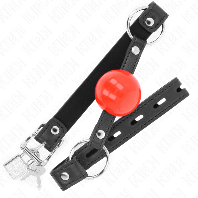 KINK - BALL 4 CM KNEBEL MIT SCHLOSS ROTER BALL SCHWARZER GURT 60 x 2 CM – Bild 2