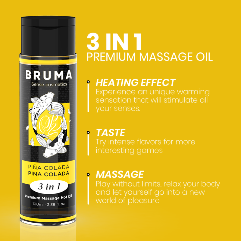 BRUMA - ÓLEO DE MASSAGEM PREMIUM EFEITO CALOR SABOR PINA COLADA 3 EM 1 - 100 ML - Image 3
