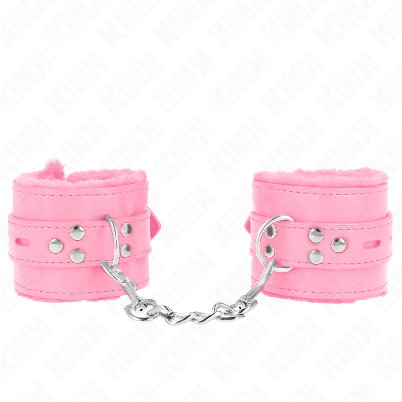KINK - MUÑEQUERAS FORRADAS CON AGUJEROS CUADRADOS ROSA Y CORREA ROSA AJUSTABLE 17-29 CM X 6 CM - Imagen 2