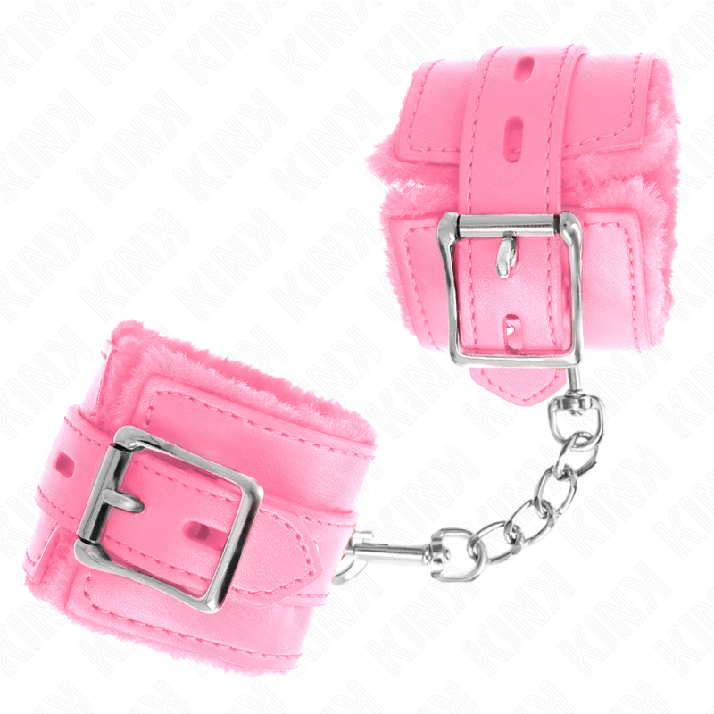 KINK - MUÑEQUERAS FORRADAS CON AGUJEROS CUADRADOS ROSA Y CORREA ROSA AJUSTABLE 17-29 CM X 6 CM - Imagen 3