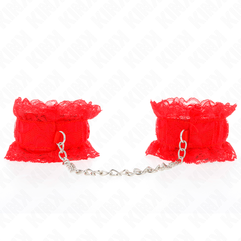 KINK - ATTENTES-POIGNETS ÉLASTIQUES EN DENTELLE ROUGE – Image 2