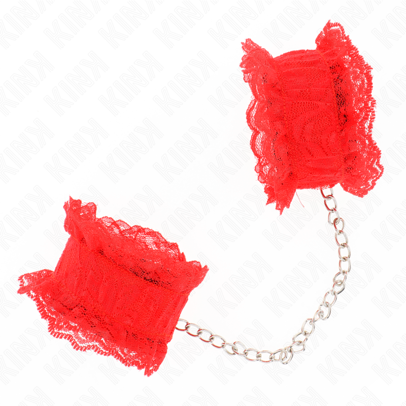 KINK - ATTENTES-POIGNETS ÉLASTIQUES EN DENTELLE ROUGE – Image 3