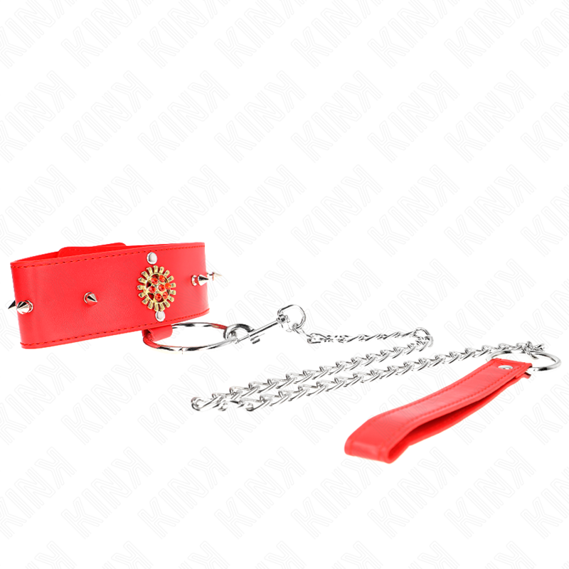 KINK - COLLIER DIAMANTS ROUGES AVEC CEINTURE 65 CM AJDUSTABLE 35-51 CM X 7 CM – Image 3