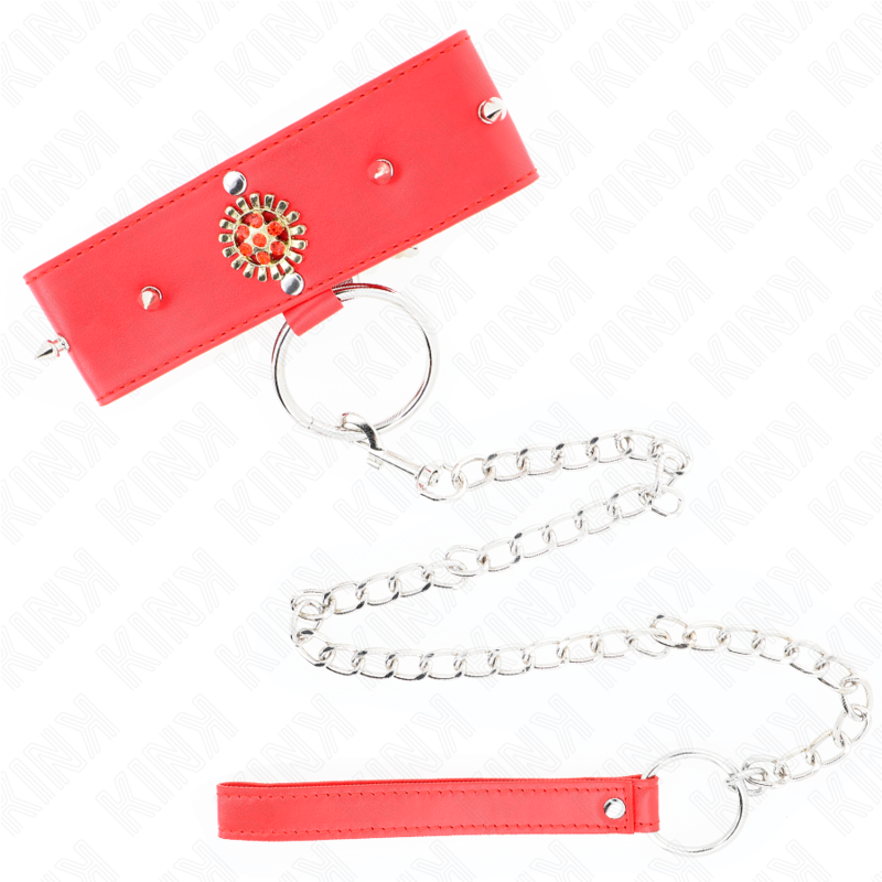 KINK - COLLIER DIAMANTS ROUGES AVEC CEINTURE 65 CM AJDUSTABLE 35-51 CM X 7 CM – Image 2