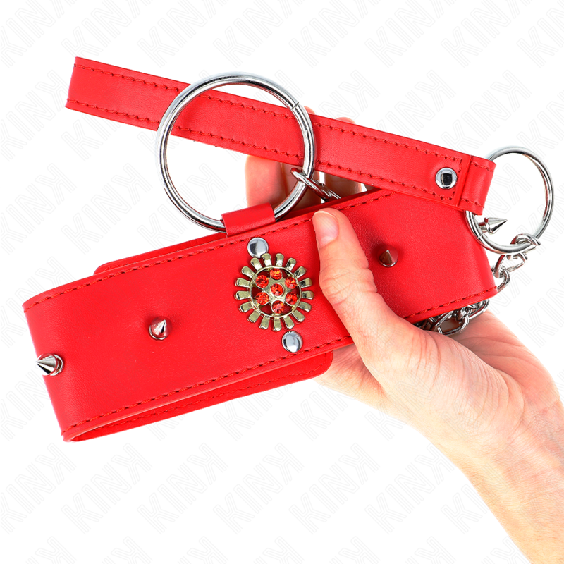 KINK - COLLIER DIAMANTS ROUGES AVEC CEINTURE 65 CM AJDUSTABLE 35-51 CM X 7 CM – Image 5