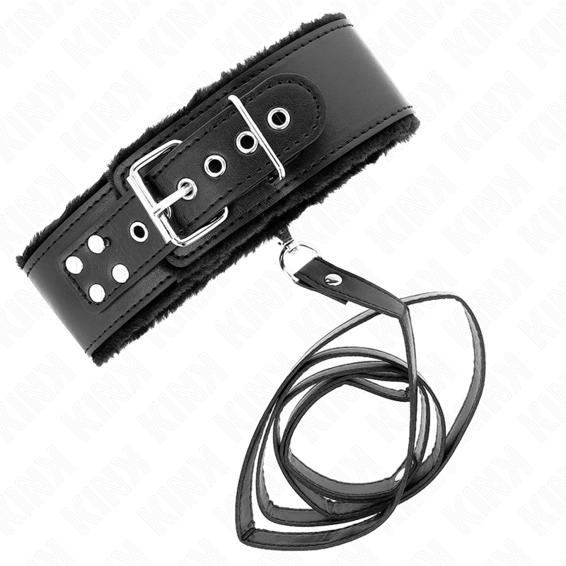 KINK - COLLAR CON CORREA 116 CM CON TACHUELAS PLATEADAS MODELO 4 NEGRO AJUSTABLE 40-48 CM X 6 CM - Imagen 4