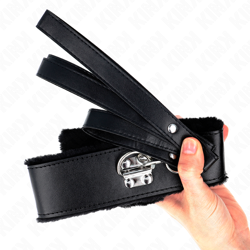 KINK - COLLAR CON CORREA 116 CM CON TACHUELAS PLATEADAS MODELO 4 NEGRO AJUSTABLE 40-48 CM X 6 CM - Imagen 3
