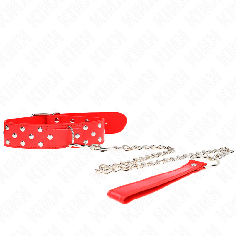 KINK - RING RIVET STRAP NECKLACE WITH BELT 65 CM RED ADJUSTABLE 36-50 CM X 3.8 CM - Image 3