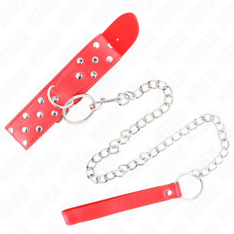 KINK - RING RIVET STRAP NECKLACE WITH BELT 65 CM RED ADJUSTABLE 36-50 CM X 3.8 CM - Image 4