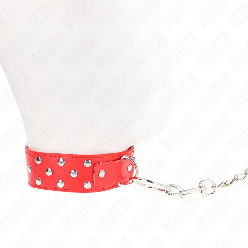 KINK - RING RIVET STRAP NECKLACE WITH BELT 65 CM RED ADJUSTABLE 36-50 CM X 3.8 CM - Image 2