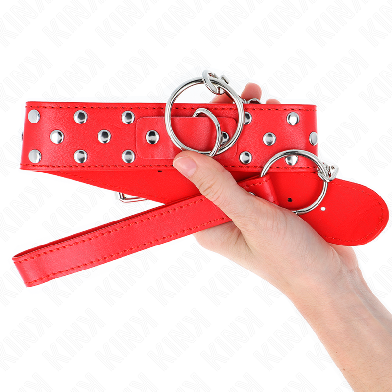 KINK - RING RIVET STRAP NECKLACE WITH BELT 65 CM RED ADJUSTABLE 36-50 CM X 3.8 CM - Image 5