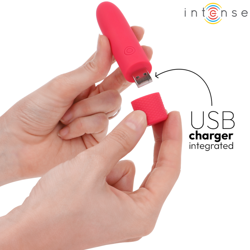 INTENSE - SYMONE BULLET VIBRANT RECHARGEABLE USB 8 VIBRATIONS ROUGE 10 X 2,2 CM – Image 5