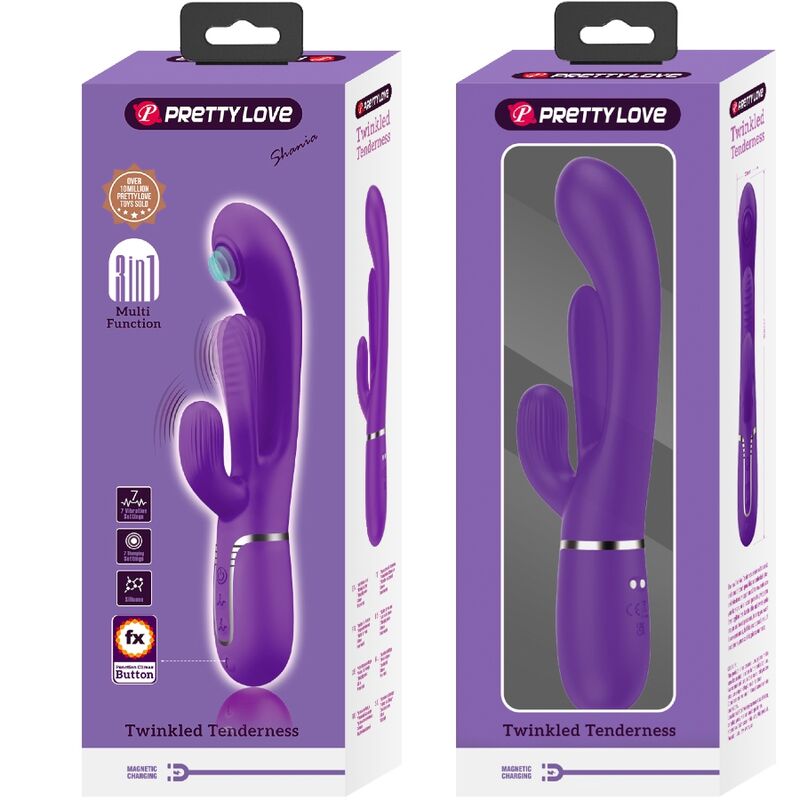 PRETTY LOVE - SHANIA TRIPLE RABBIT VIBRATEUR MULTIFONCTION VIOLET – Image 7
