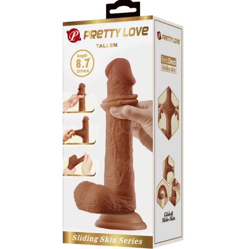 PRETTY LOVE - GROSSER REALISTISCHER DILDO 22 CM BRAUN – Bild 2