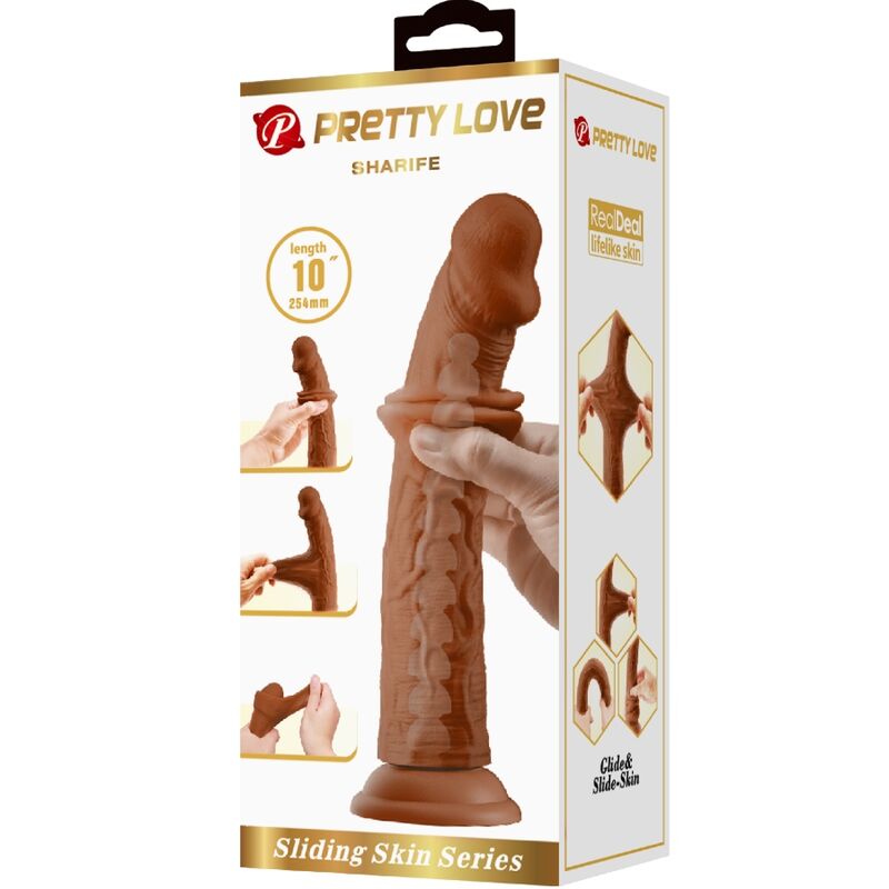 PRETTY LOVE - SHARIFE REALISTIC DILDO 25 CM BROWN - Image 6