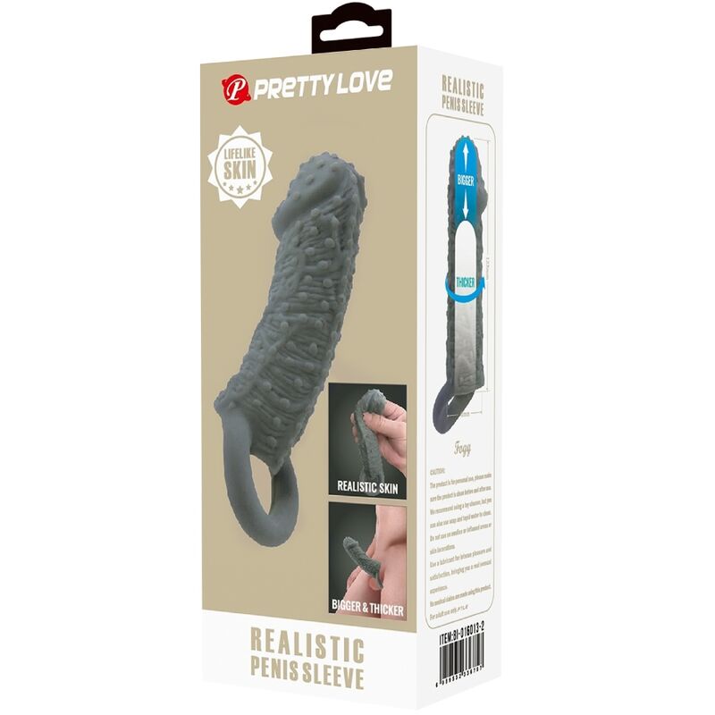 PRETTY LOVE - Agrandisseur de pénis réaliste et manchon retardateur modèle 2 gris – Image 4