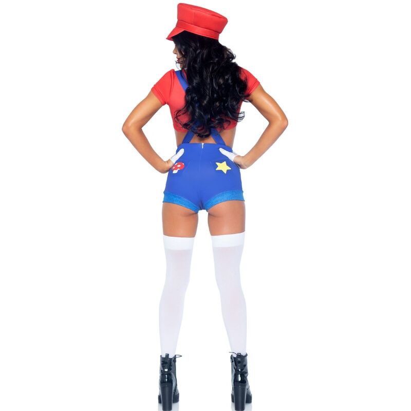 LEG AVENUE - COSTUME SEXY MARIO BROS ROSSO/BLU S - immagine 4
