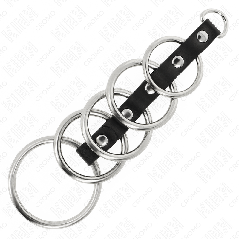 KINK - 5 ANILLOS PENE METAL 3.2 CM A 5 CM CONECTADOS POR POLIPIEL - Imagen 2