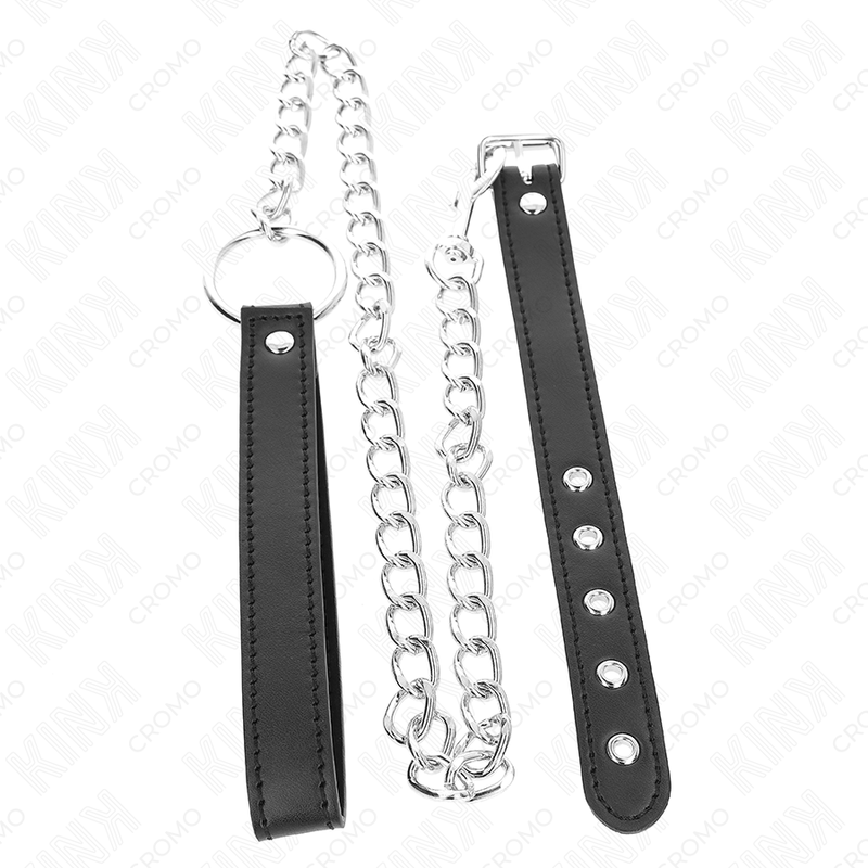 KINK - ANEL DE COURO PARA O PÊNIS 21,5 X 2 CM COM CORRENTE DE METAL DE 60 CM E TIRA DE COURO - Image 2