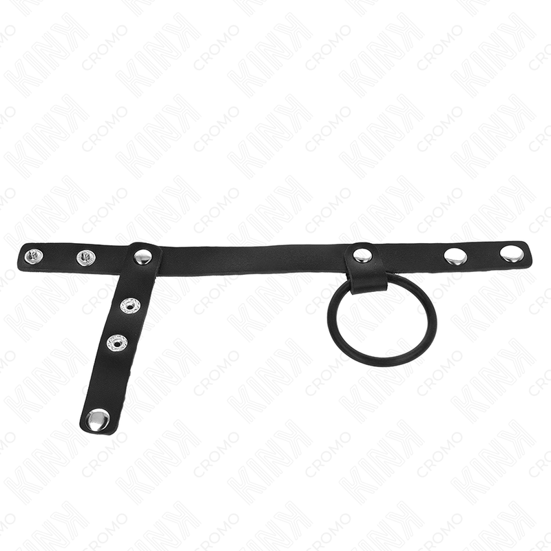 KINK - SILICONE PENIS RING 3.8 CM WITH BALL DIVIDER AND LEATHER STRAP 22 X 1.5 CM - Image 2