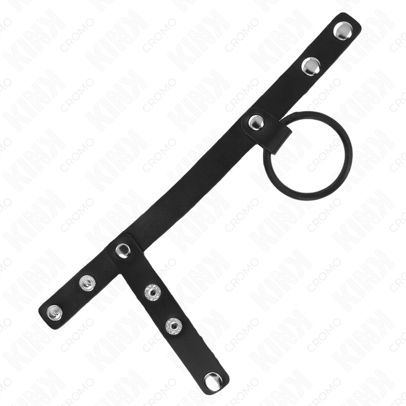 KINK - SILICONE PENIS RING 3.8 CM WITH BALL DIVIDER AND LEATHER STRAP 22 X 1.5 CM - Image 3