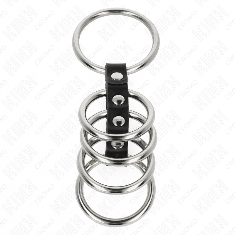 KINK - 5 ANÉIS DE PÊNIS DE 3,7 CM A 5 CM DE METAL CONECTADOS POR COURO - Image 2