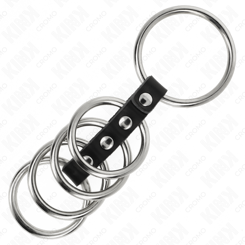 KINK - 5 ANÉIS DE PÊNIS DE 3,7 CM A 5 CM DE METAL CONECTADOS POR COURO - Image 4
