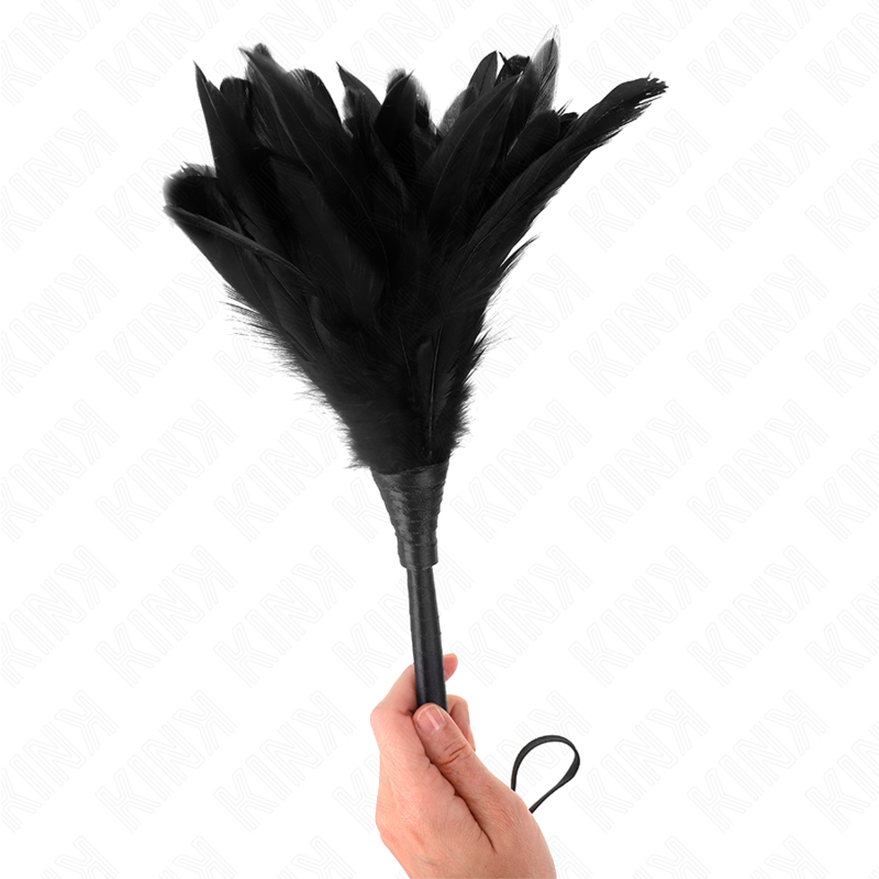 KINK - PLUMES DE POULET TICKLE EN FORME DE CORNE NOIRE 36 CM – Image 3