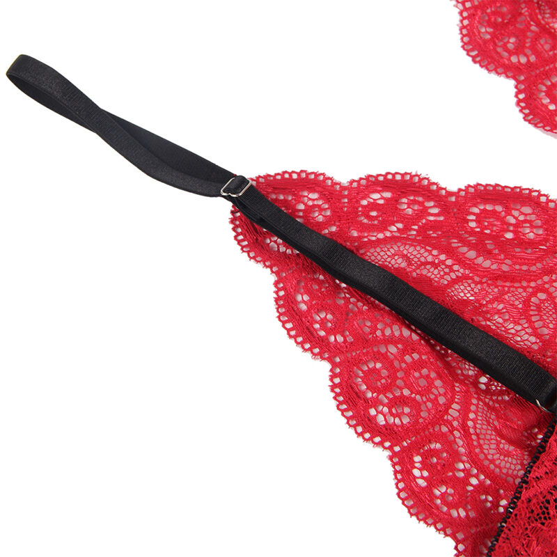 SUBBLIME - 953898 CHEMISIER DE NUIT EN SOIE ET DENTELLE + CULOTTE ROUGE S/M – Image 2