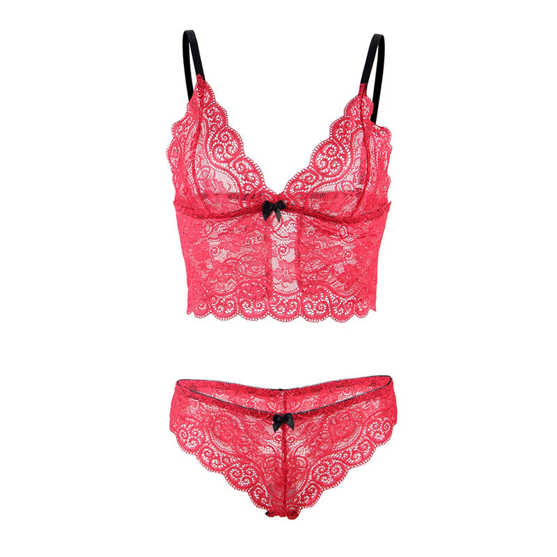 SUBBLIME - 953898 CHEMISIER DE NUIT EN SOIE ET DENTELLE + CULOTTE ROUGE S/M – Image 17
