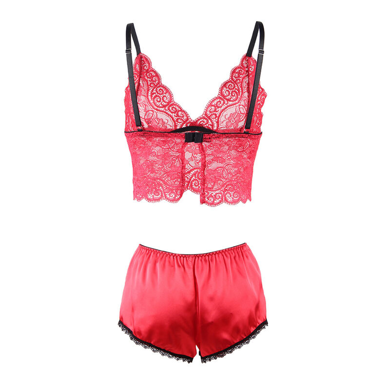 SUBBLIME - 953898 CHEMISIER DE NUIT EN SOIE ET DENTELLE + CULOTTE ROUGE S/M – Image 11