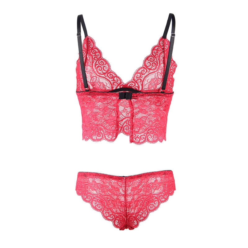 SUBBLIME - 953898 CHEMISIER DE NUIT EN SOIE ET DENTELLE + CULOTTE ROUGE S/M – Image 16