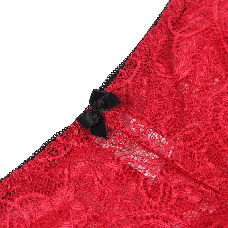 SUBBLIME - 953904 CHEMISIER DE NUIT EN SOIE ET DENTELLE + CULOTTE ROUGE L/XL – Image 9
