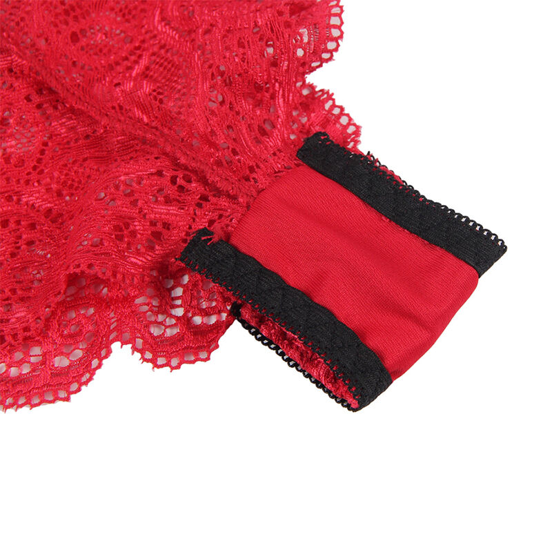 SUBBLIME - 953904 CHEMISIER DE NUIT EN SOIE ET DENTELLE + CULOTTE ROUGE L/XL – Image 10
