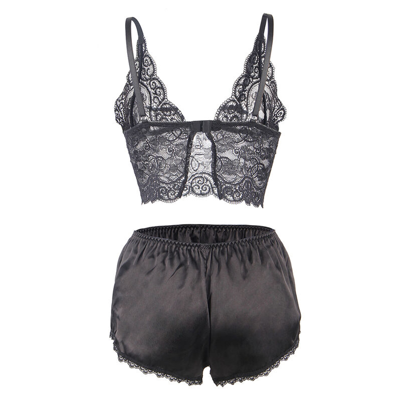 SUBBLIME - 953911 CHEMISIER DE NUIT EN SOIE ET DENTELLE + CULOTTE NOIRE S/M – Image 5