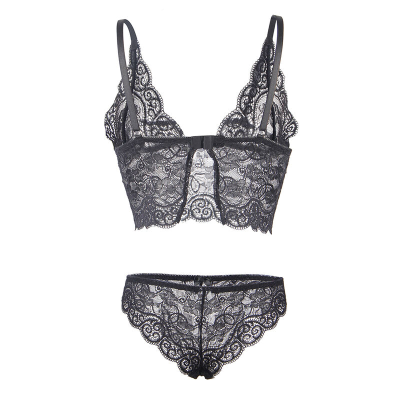 SUBBLIME - 953911 CHEMISIER DE NUIT EN SOIE ET DENTELLE + CULOTTE NOIRE S/M – Image 6