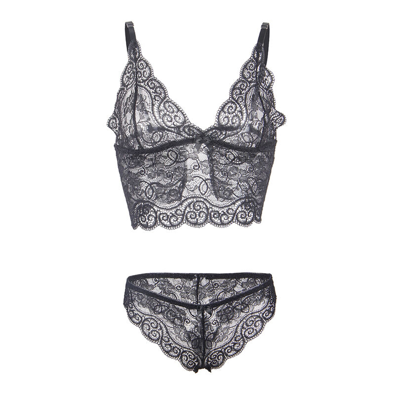SUBBLIME - 953928 CHEMISIER DE NUIT EN SOIE ET DENTELLE + CULOTTE NOIRE L/XL – Image 3