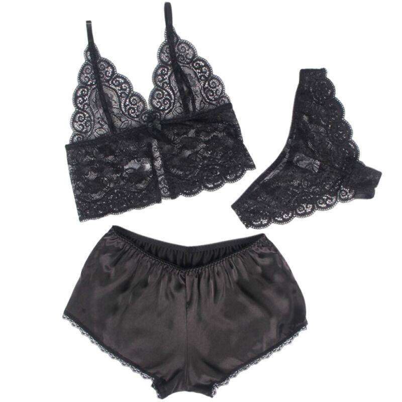 SUBBLIME - 953928 CHEMISIER DE NUIT EN SOIE ET DENTELLE + CULOTTE NOIRE L/XL – Image 4